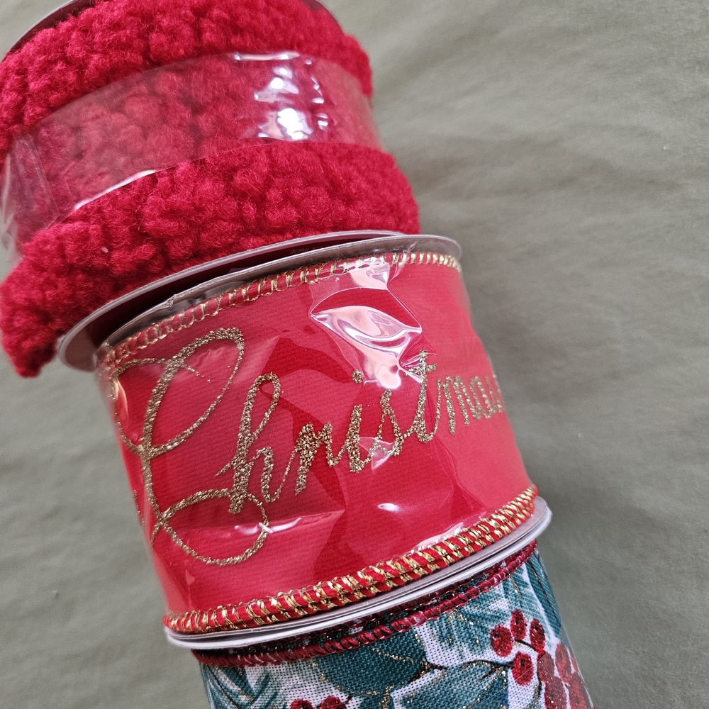 NEW Ashland Christmas Set of 4 Festive Wired Ribbon Rolls - Picture 4 of 6